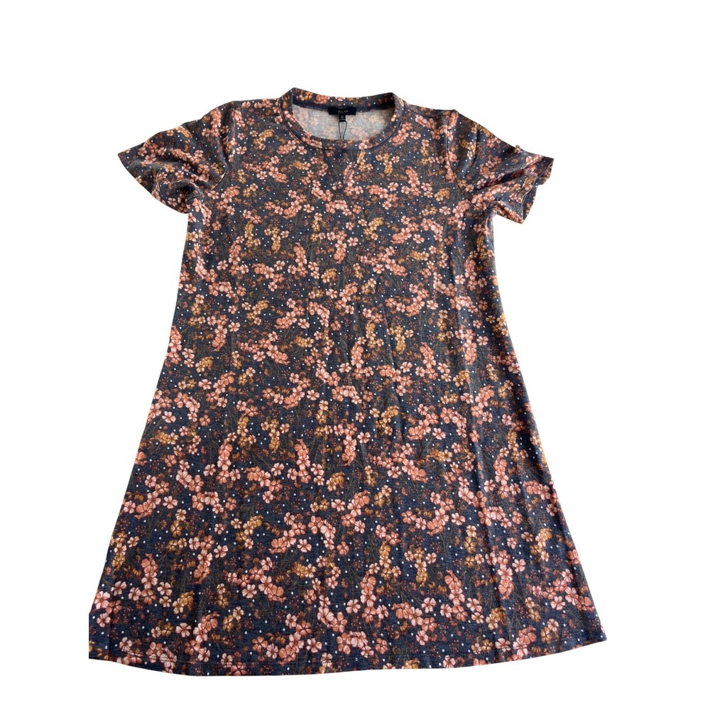 Eclair Womens Plus 1X Floral Polka Dot T-Shirt Dress Grey Pink Orange DS7271-02X